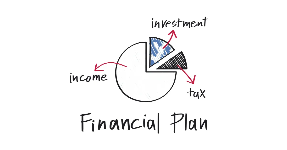 税金、投資、収入を示す円グラフのイラスト