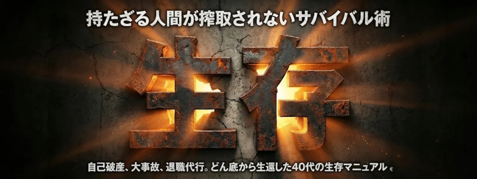 40代・派遣ドライバーの僕が綴る、持たざる人間が搾取されないためのサバイバル術。自己破産・大事故・退職代行から生還した実体験に基づく『生存』マニュアルのメインビジュアル。